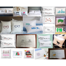 La pantalla imprimió parejas Love Pillow Cases Él y ella fundas de almohada